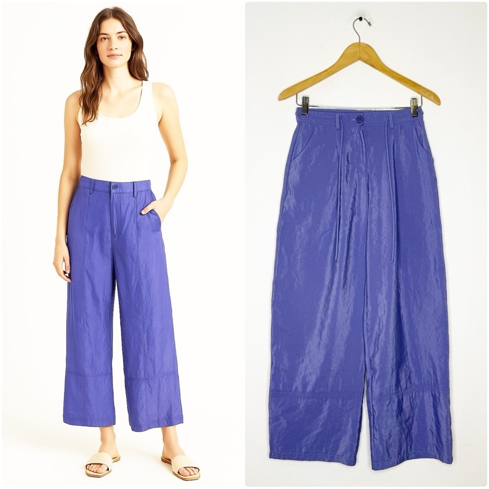 Maeve by Anthropologie Wide-Leg Satin Pants Purple Size XXS
